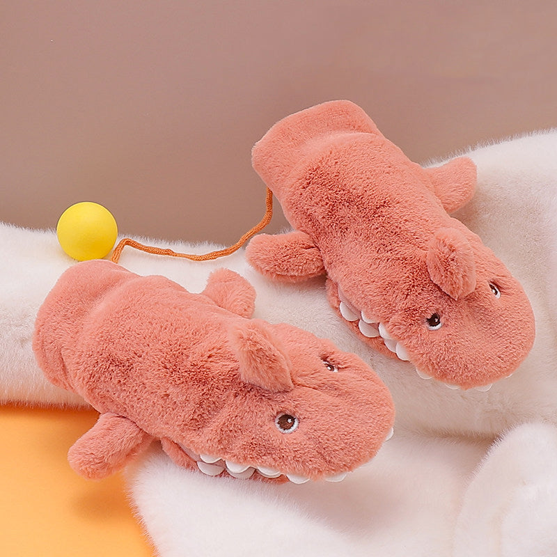 Faux Rabbit Fur Cute Cartoon Shark Warm Mittens