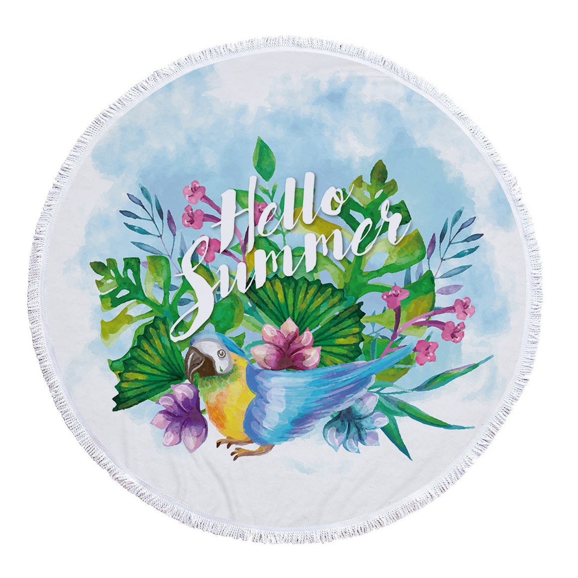 60 inch Diameter Printed Tassel Beach Towel Mat for Home and Outdoor