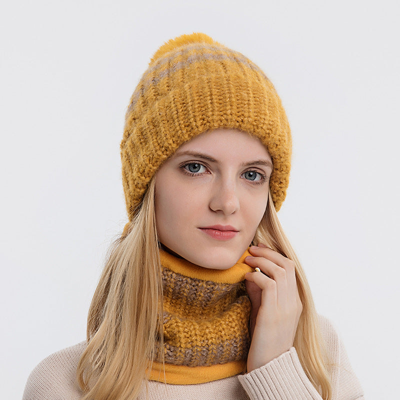 Fashion Parent-child Knit Scarf Hat Set For Cold Weather