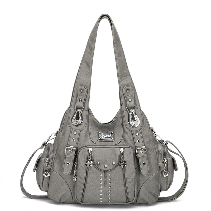 Fashion Large-Capacity Washing PU Shoulder Bag Handbag