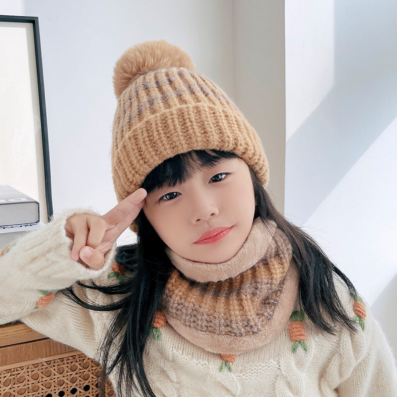 Fashion Parent-child Knit Scarf Hat Set For Cold Weather