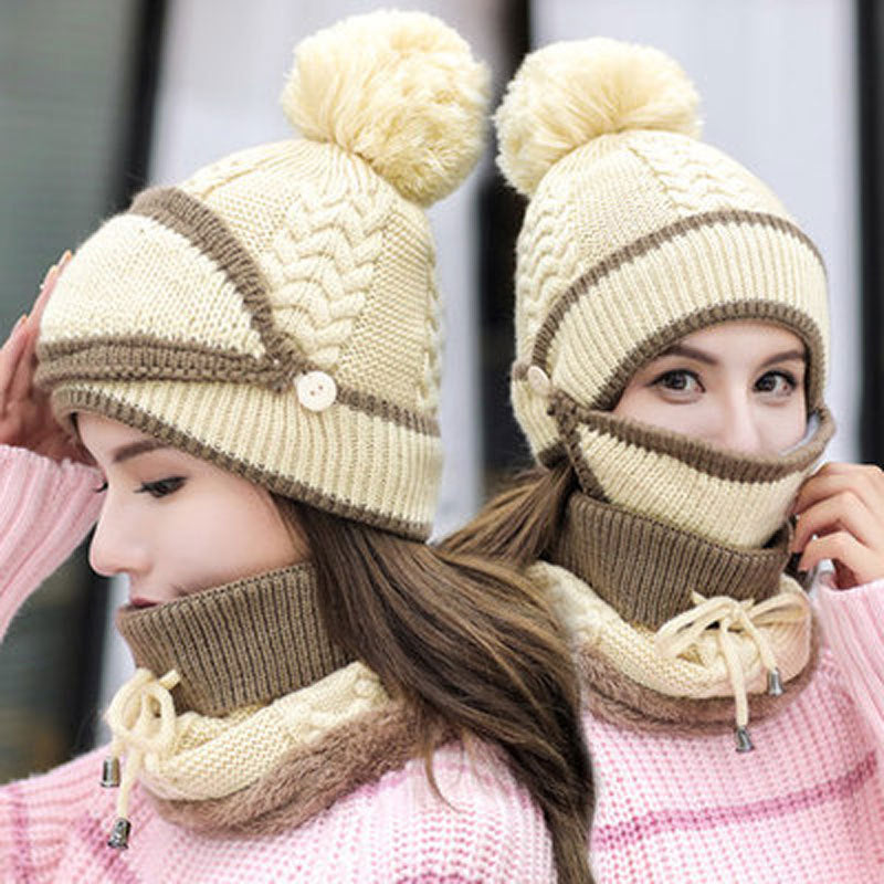 Hat+Mask+Scarf+Gloves 4-In-1 Knitted Set