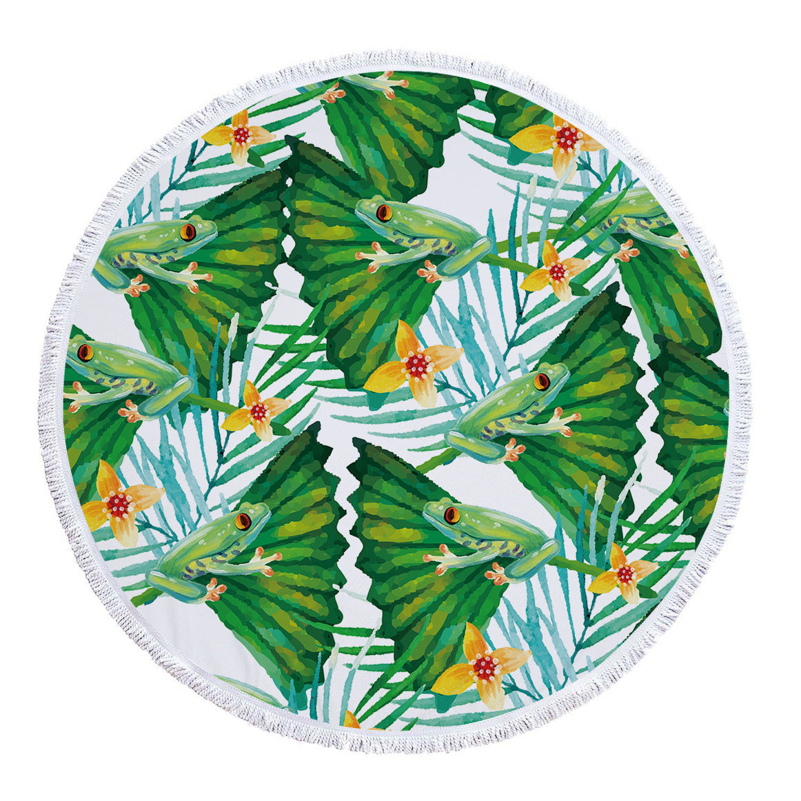 60 inch Diameter Printed Tassel Beach Towel Mat for Home and Outdoor