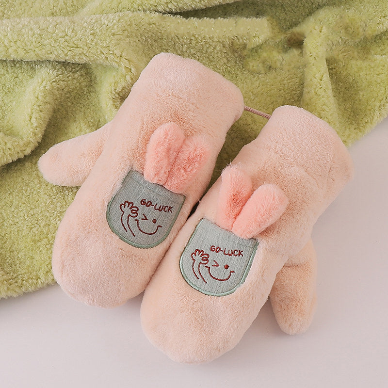 Faux Rabbit Fur Cute Cartoon Shark Warm Mittens