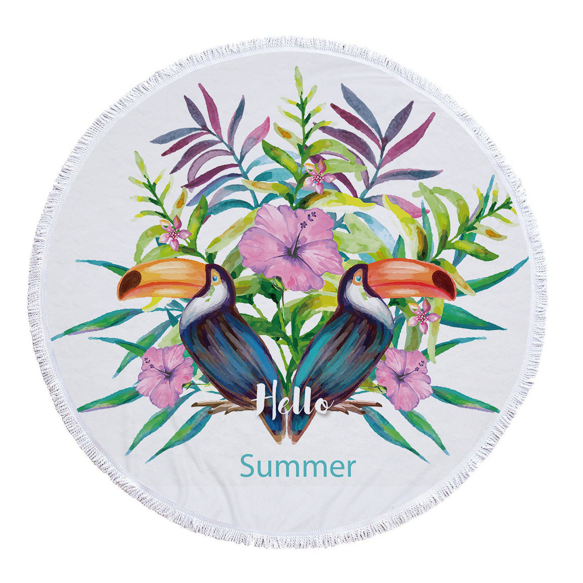 60 inch Diameter Printed Tassel Beach Towel Mat for Home and Outdoor