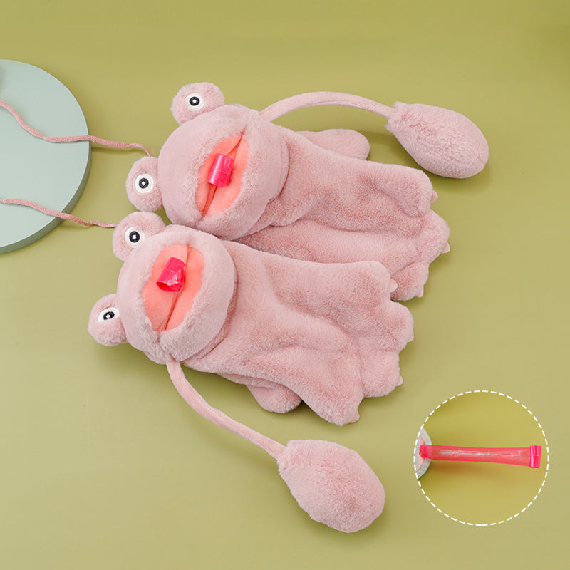 Artificial Rabbit Fur Cute Lizard Tongue Out Warm Mittens