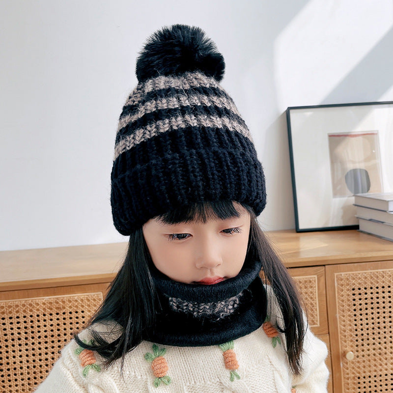 Fashion Parent-child Knit Scarf Hat Set For Cold Weather