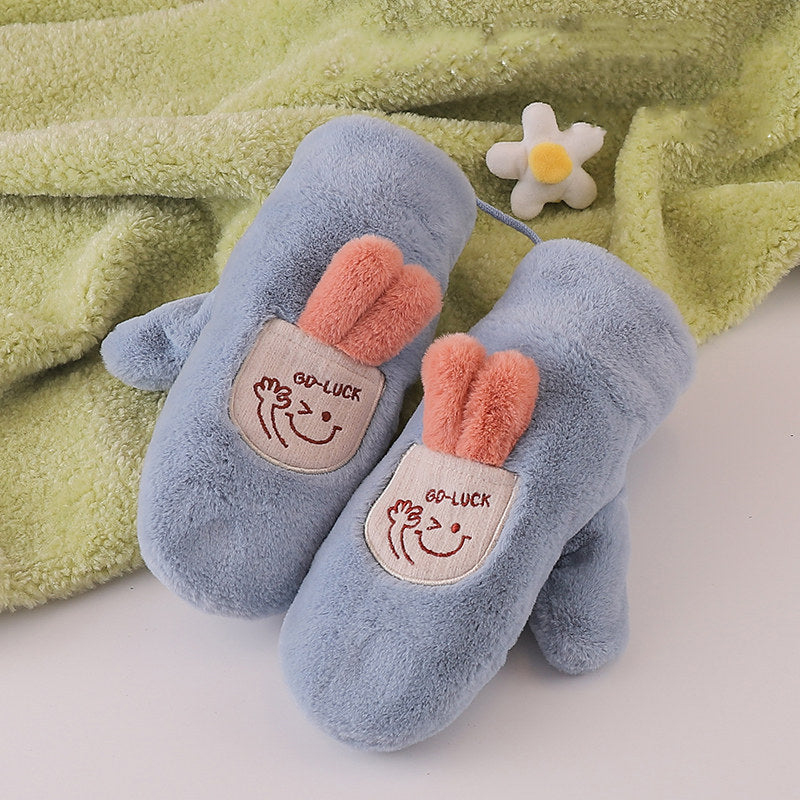 Faux Rabbit Fur Cute Cartoon Shark Warm Mittens