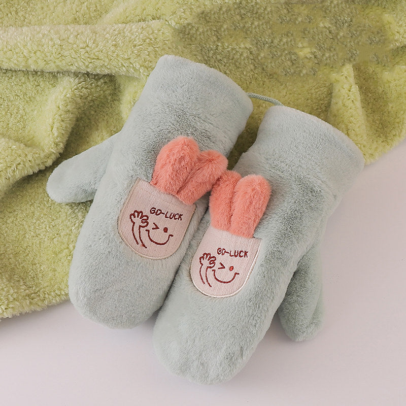 Faux Rabbit Fur Cute Cartoon Shark Warm Mittens