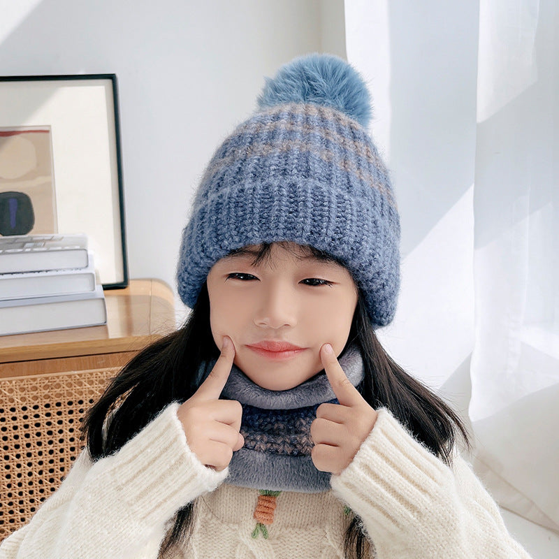 Fashion Parent-child Knit Scarf Hat Set For Cold Weather