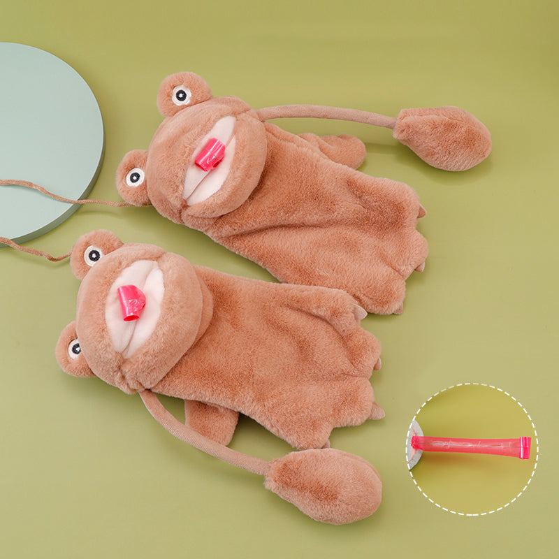 Artificial Rabbit Fur Cute Lizard Tongue Out Warm Mittens