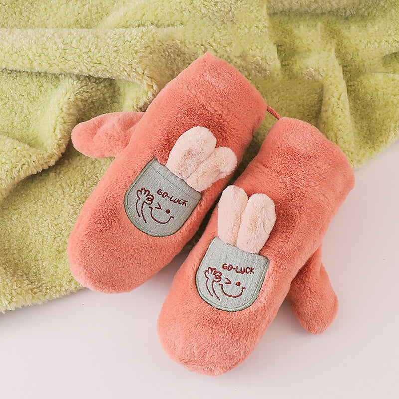 Faux Rabbit Fur Cute Cartoon Shark Warm Mittens