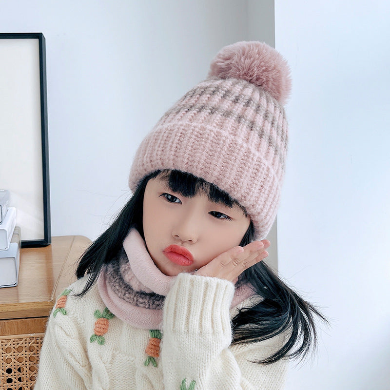 Fashion Parent-child Knit Scarf Hat Set For Cold Weather