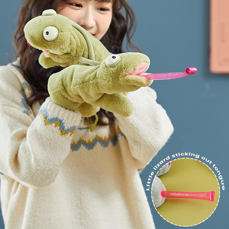 Artificial Rabbit Fur Cute Lizard Tongue Out Warm Mittens