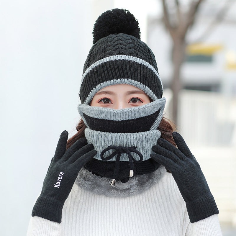 Hat+Mask+Scarf+Gloves 4-In-1 Knitted Set