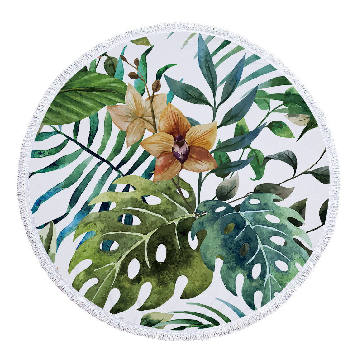 60 inch Diameter Printed Tassel Beach Towel Mat for Home and Outdoor