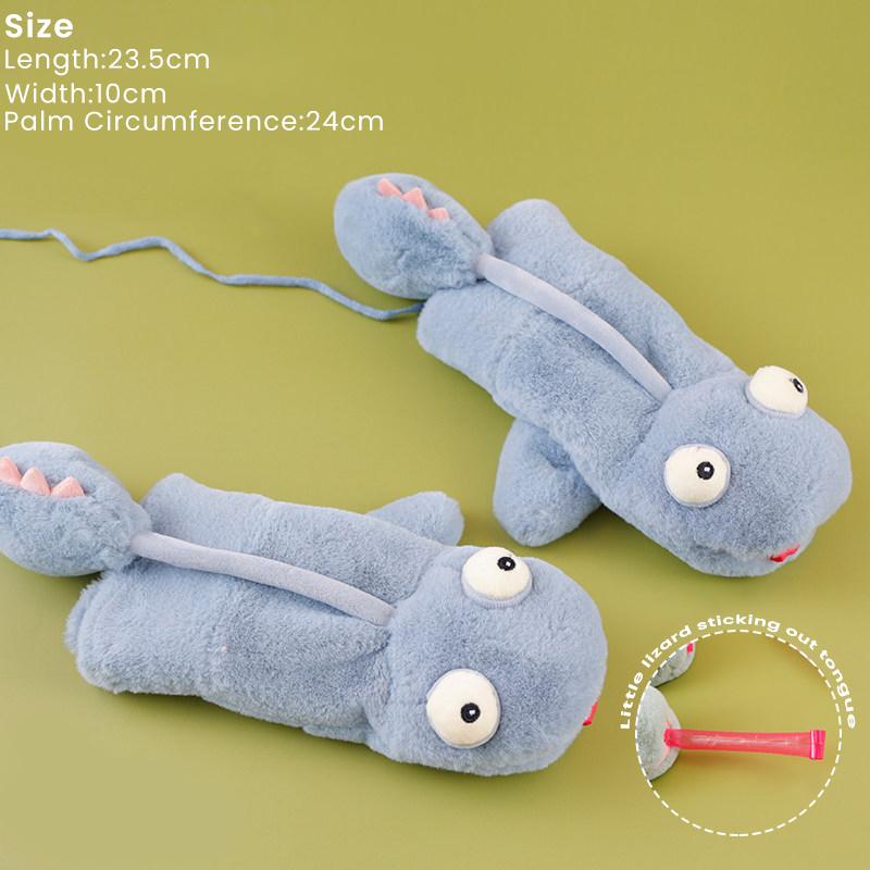 Artificial Rabbit Fur Cute Lizard Tongue Out Warm Mittens