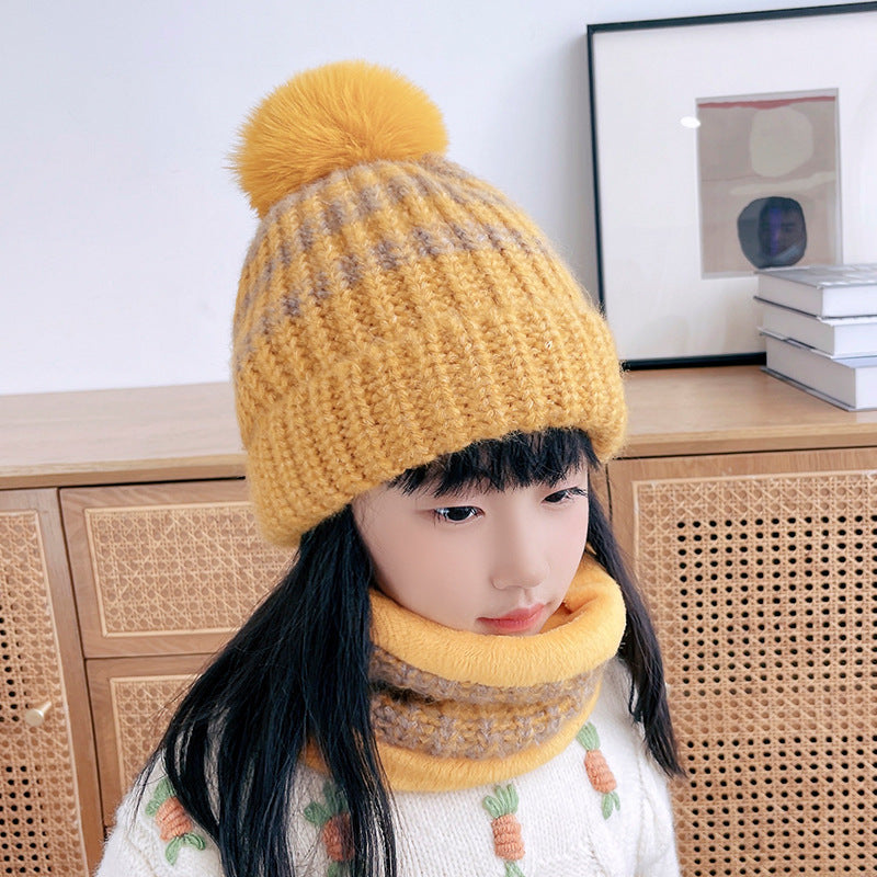 Fashion Parent-child Knit Scarf Hat Set For Cold Weather