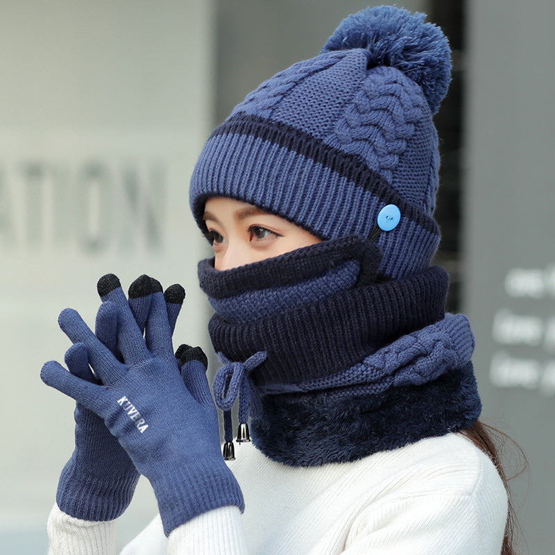 Hat+Mask+Scarf+Gloves 4-In-1 Knitted Set