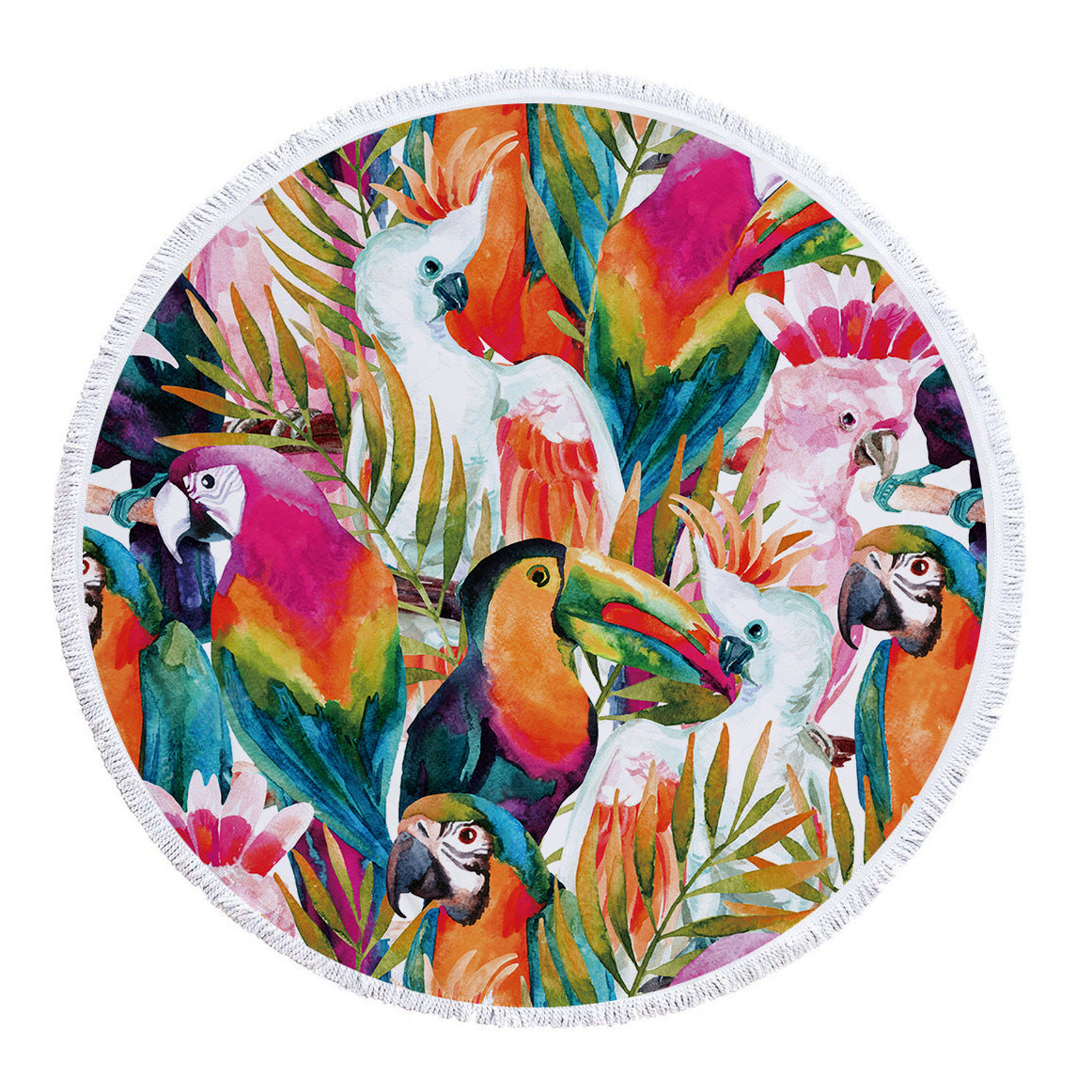 60 inch Diameter Printed Tassel Beach Towel Mat for Home and Outdoor
