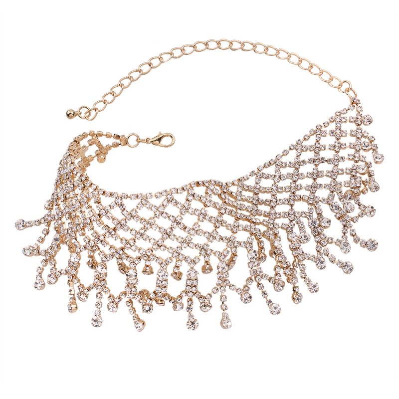 Rhinestone Tassel Sexy Necklace