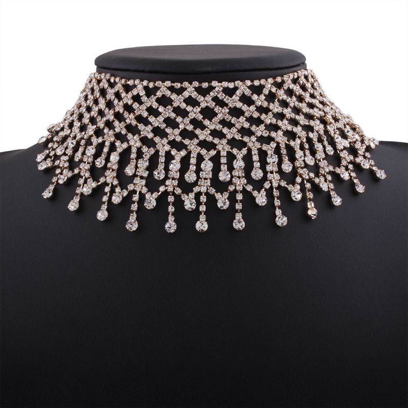 Rhinestone Tassel Sexy Necklace