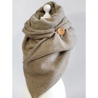 Women Casual All-match Thick Warmth Shawl With Buckle Printed Scarf