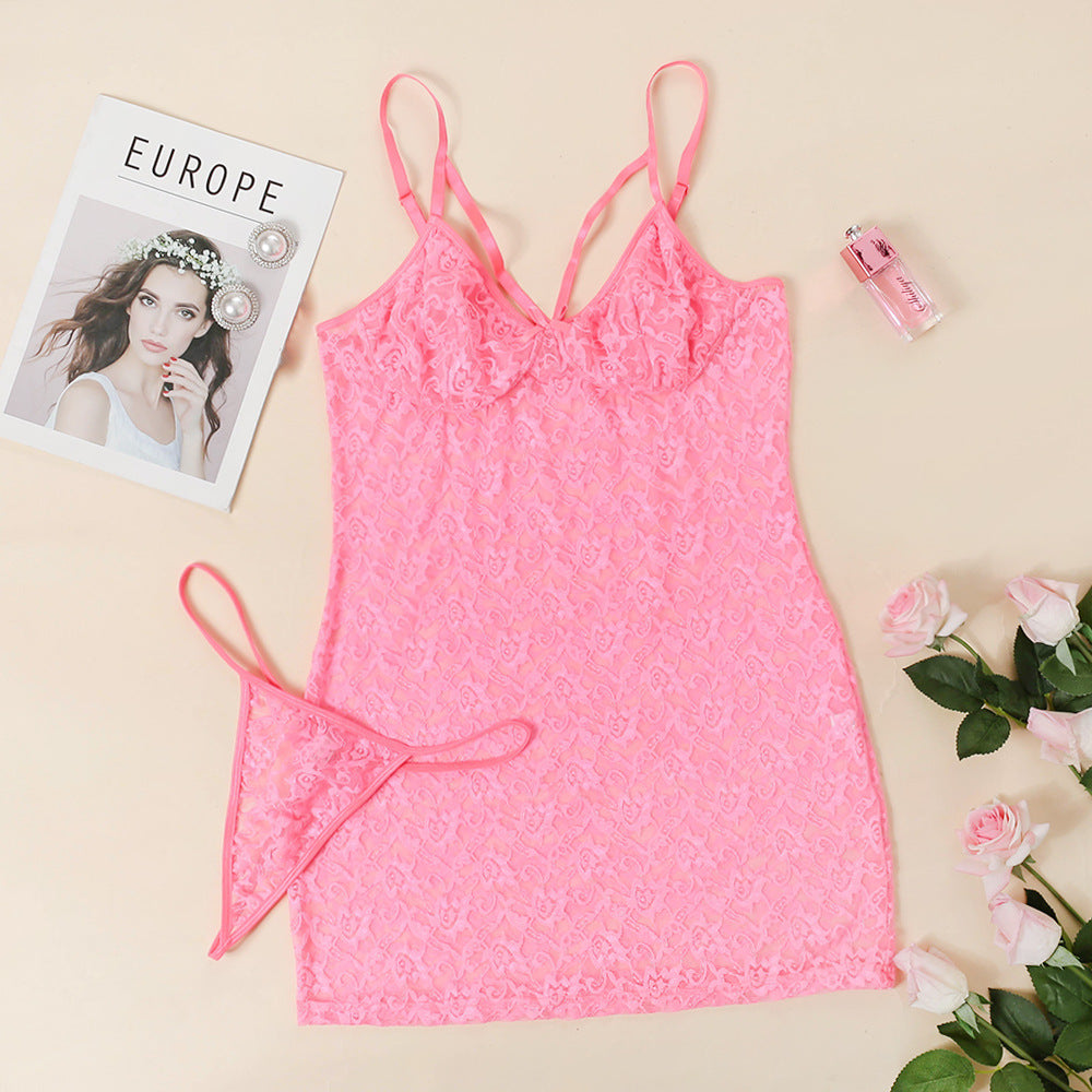 Plus Size Lace Embroidery Sexy Nightwear