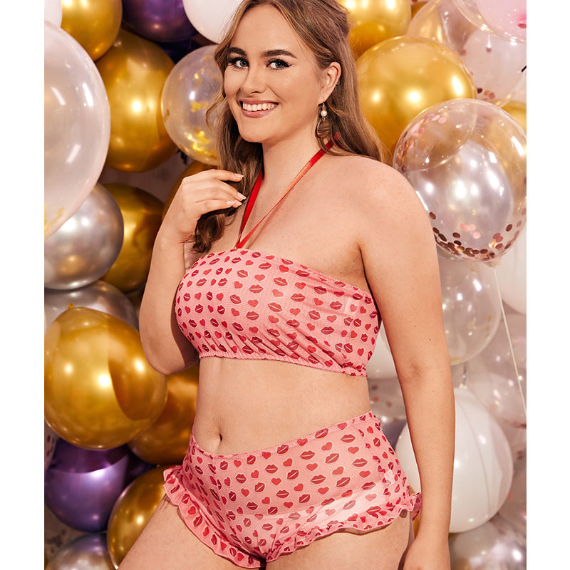 Polka Dot Split Erotic Lingerie Suit