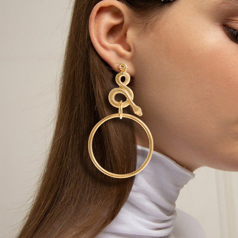 Vintage Circle Snake Earrings