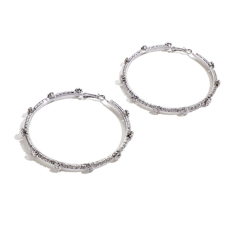 Minimalist Circle Metal Rhinestone Earrings