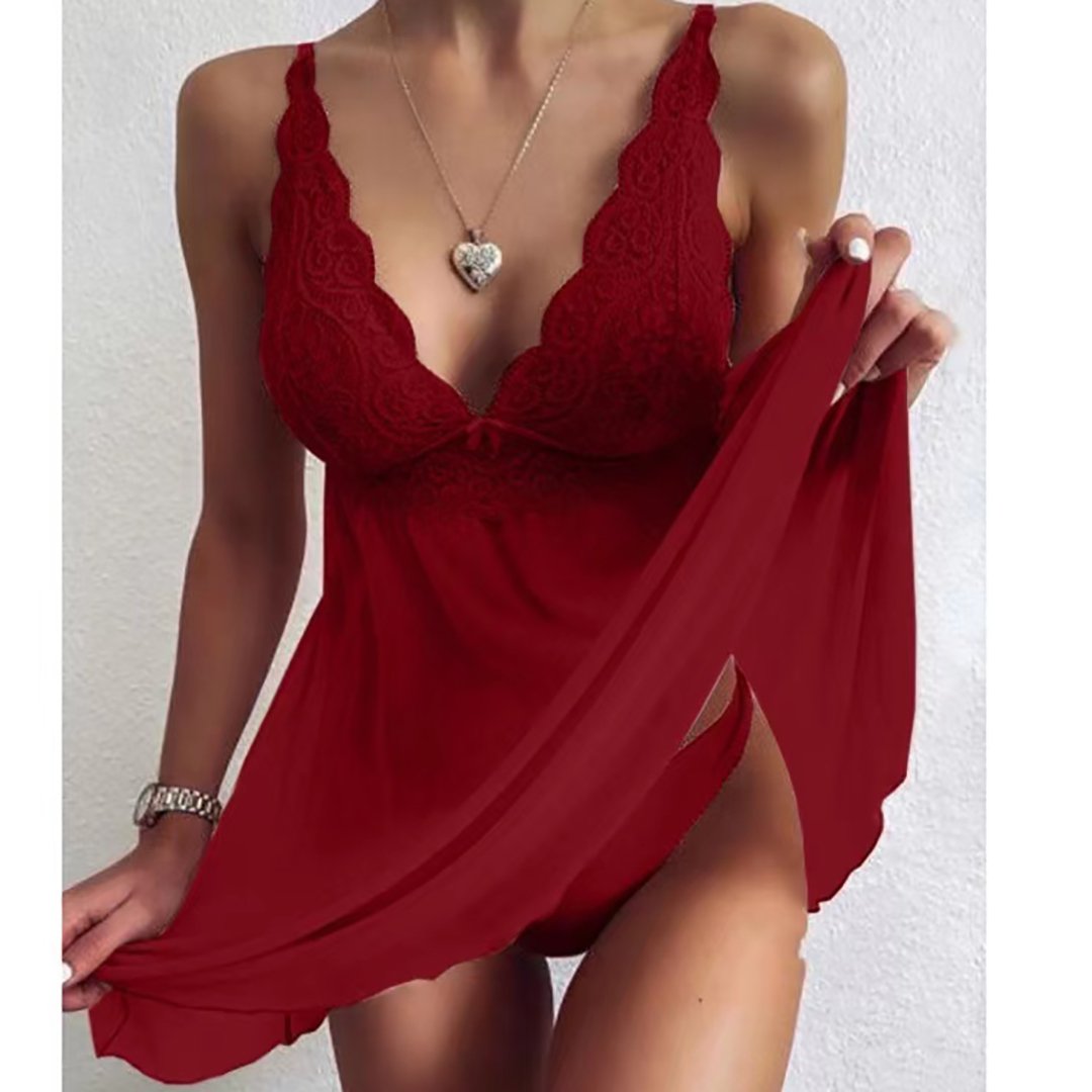 Sexy Women Deep V Nightgown