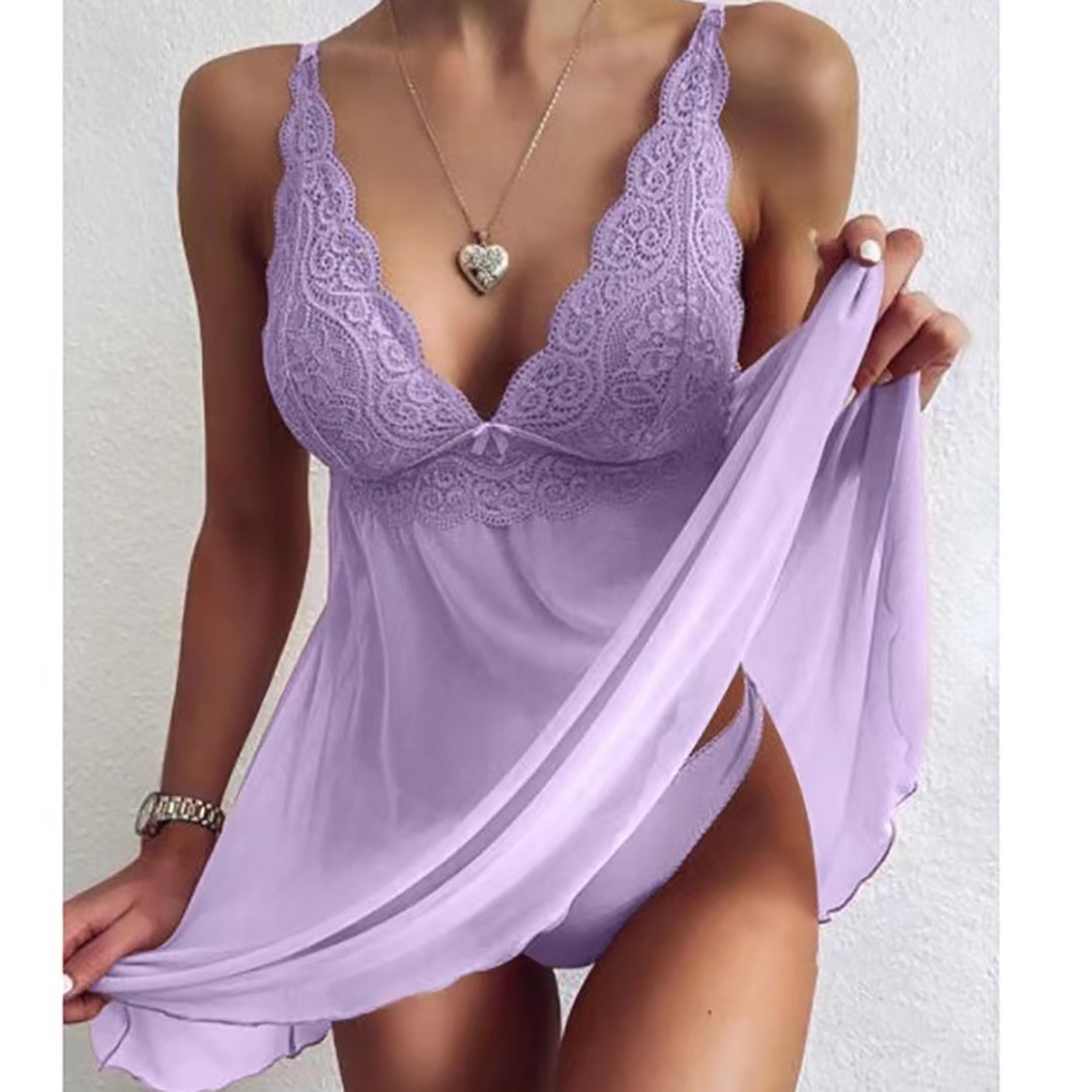 Sexy Women Deep V Nightgown