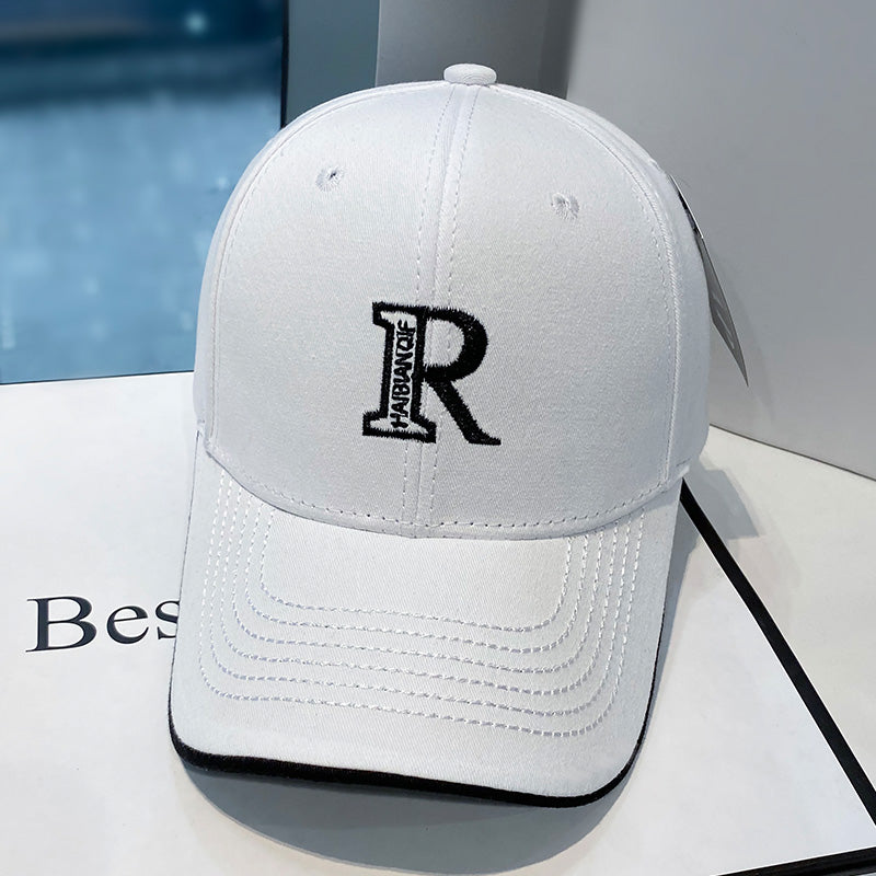 R-letter Embroidered Baseball Cap With Curved Brim