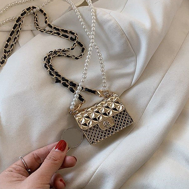 Pearl Chain Halter Mini Headphone Bag