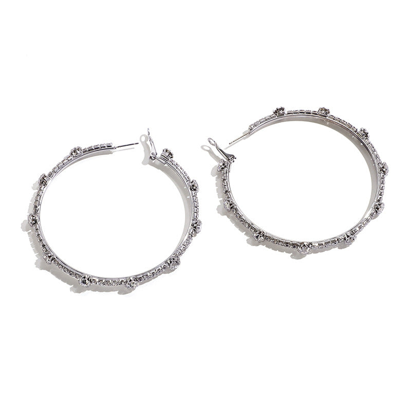 Minimalist Circle Metal Rhinestone Earrings