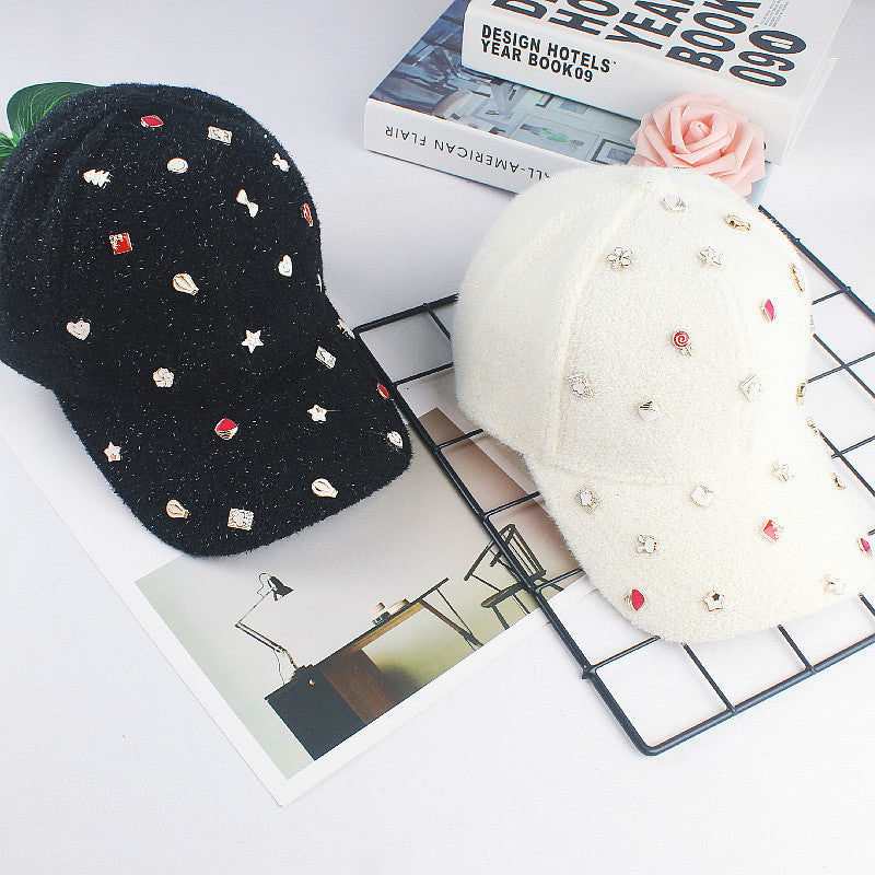 Plush Warm Rivet Baseball Cap