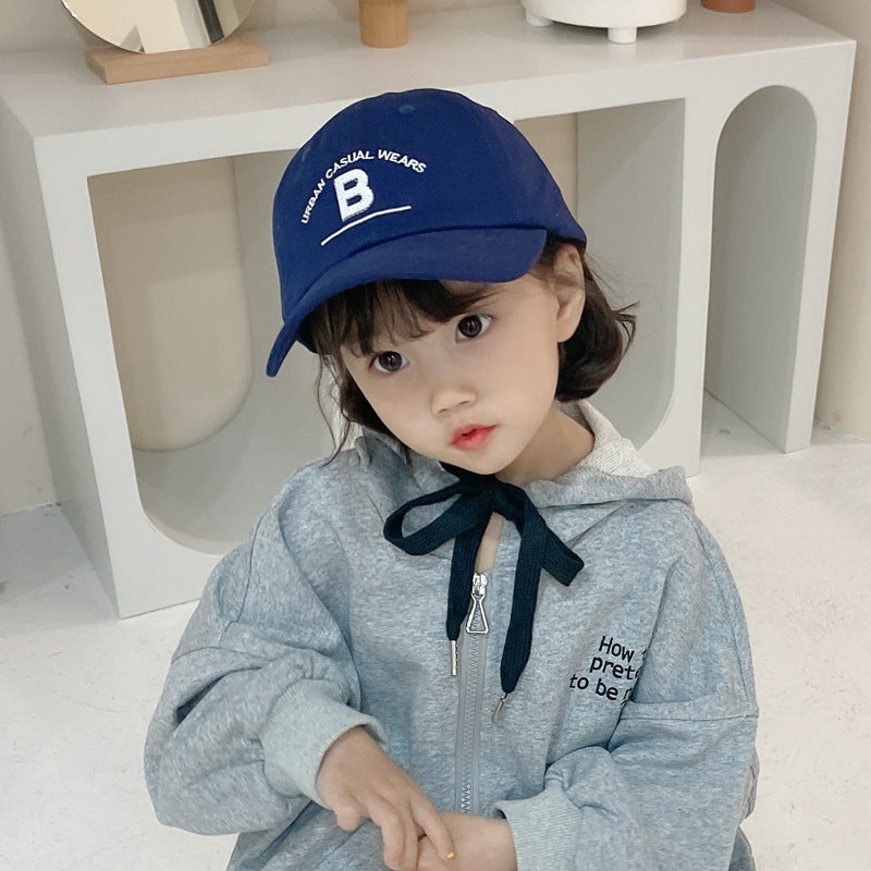 B Letter Embroidered Simple Children's Baseball Cap