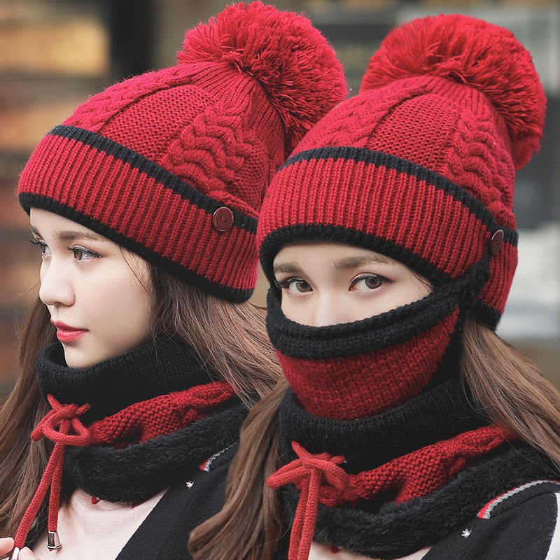 Hat+Mask+Scarf+Gloves 4-In-1 Knitted Set