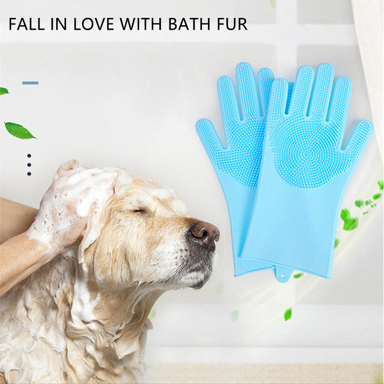 185g Thick Silicone Pet Bath Gloves