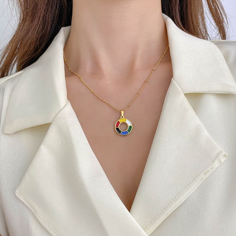 Creative Color Palette Clavicle Pendant in 18K Gold