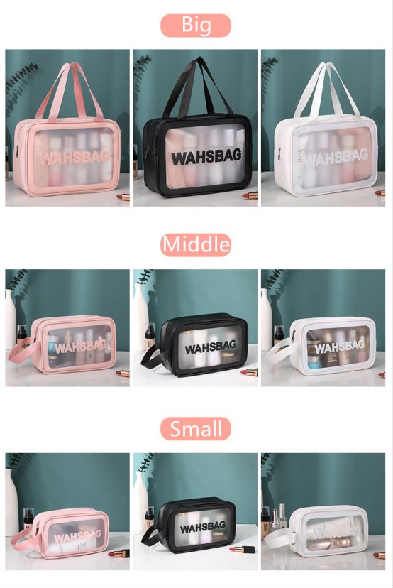 Waterproof transparent portable toiletry bag