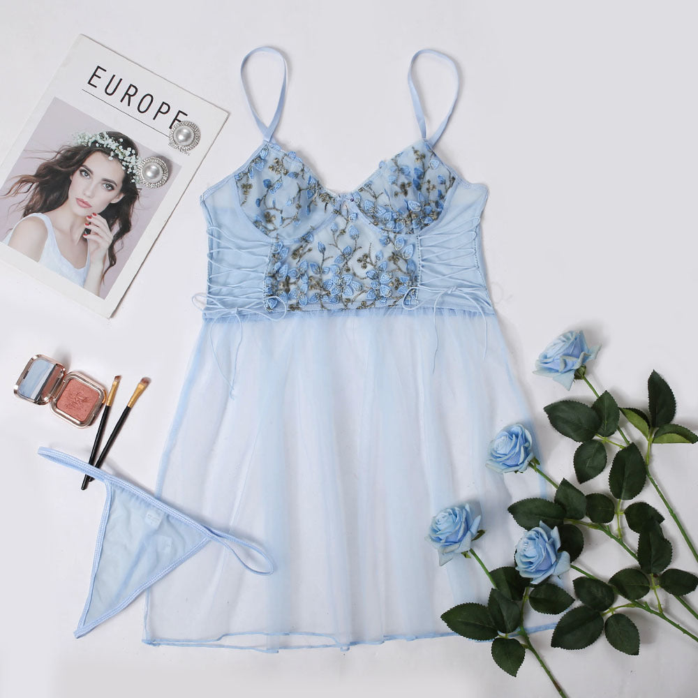 Sexy Embroidered Sling Nightdress