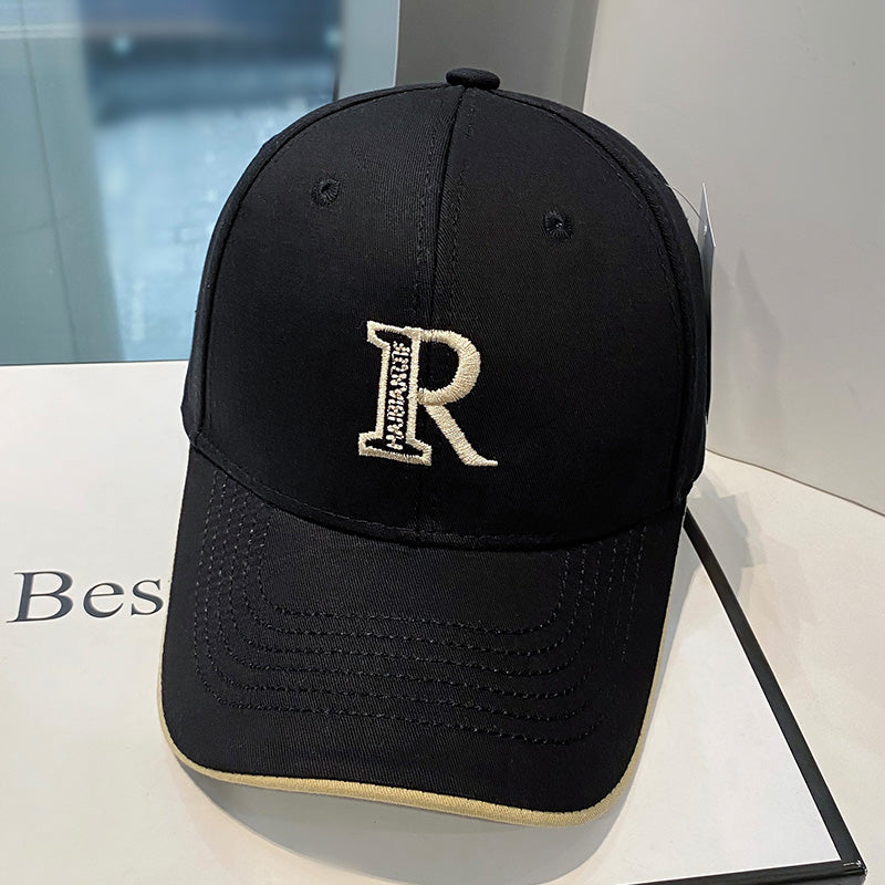 R-letter Embroidered Baseball Cap With Curved Brim